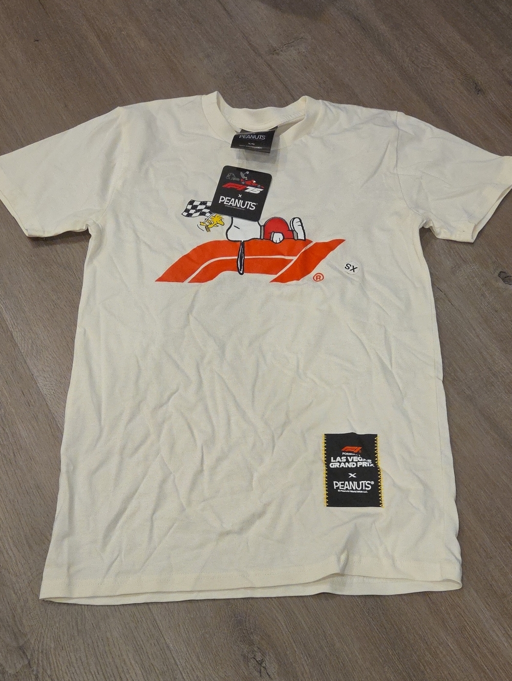 Peanuts X Formula 1 Men's Cream Short Sleeve Tee Unisex BNWT